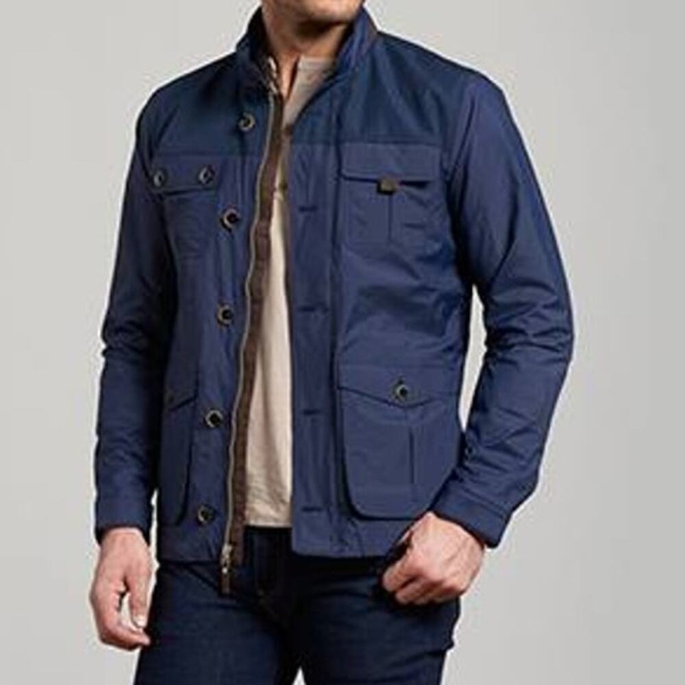 UNTUCKit Lanson Jacket XL Blue Full Zip Lightweight Utility Mens Casual